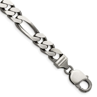 8" Sterling Silver Antiqued 9mm Figaro Chain Bracelet