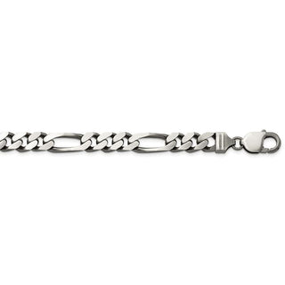 28" Sterling Silver Antiqued 9mm Figaro Chain Necklace