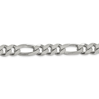 9" Sterling Silver 10.75mm Figaro Chain Bracelet