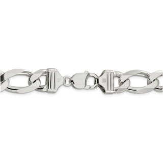 10" Sterling Silver 13.5mm Figaro Chain Anklet