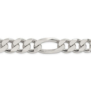 9" Sterling Silver 15mm Figaro Chain Bracelet