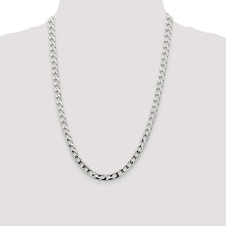 24" Sterling Silver 6.25mm Flat Open Curb Chain Necklace