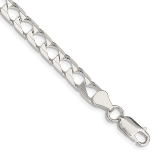 9" Sterling Silver 6.25mm Flat Open Curb Chain Bracelet