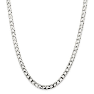 24" Sterling Silver 6.25mm Flat Open Curb Chain Necklace