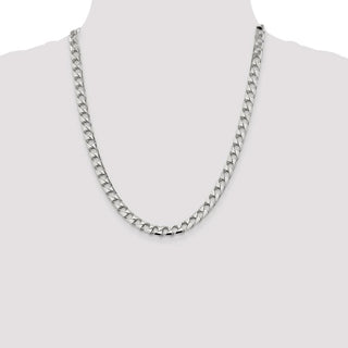 22" Sterling Silver 6.75mm Flat Open Curb Chain Necklace