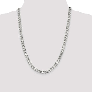 24" Sterling Silver 6.75mm Flat Open Curb Chain Necklace