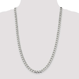 26" Sterling Silver 6.75mm Flat Open Curb Chain Necklace
