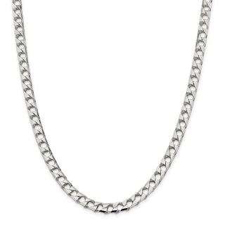 26" Sterling Silver 6.75mm Flat Open Curb Chain Necklace