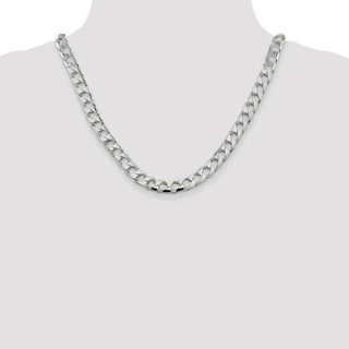 20" Sterling Silver 8.6mm Flat Open Curb Chain Necklace