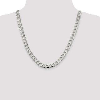 22" Sterling Silver 8.6mm Flat Open Curb Chain Necklace