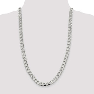26" Sterling Silver 8.6mm Flat Open Curb Chain Necklace