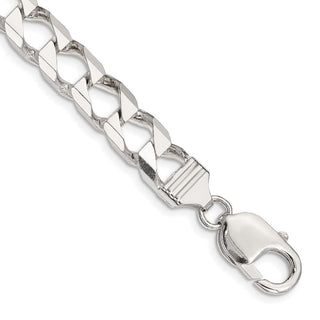 8" Sterling Silver 8.6mm Flat Open Curb Chain Bracelet