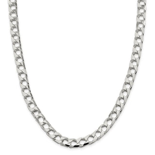 26" Sterling Silver 8.6mm Flat Open Curb Chain Necklace