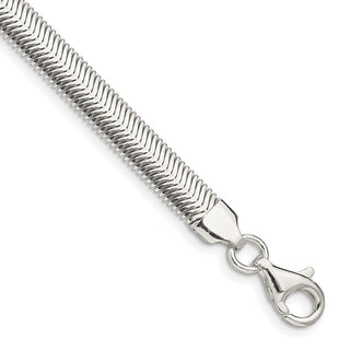 7" Sterling Silver 6.25mm Flat Oval Snake Chain Bracelet