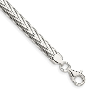 7" Sterling Silver 6.25mm Flat Oval Snake Chain Bracelet