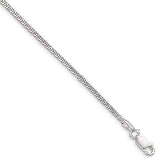 7" Sterling Silver 2mm Diamond-cut Snake Chain Bracelet