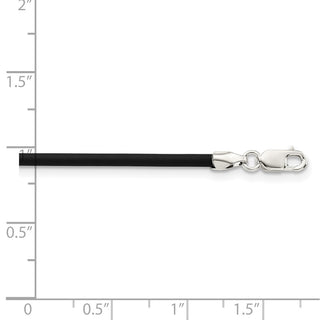 Sterling Silver 20inch 2mm Black Rubber Cord Necklace