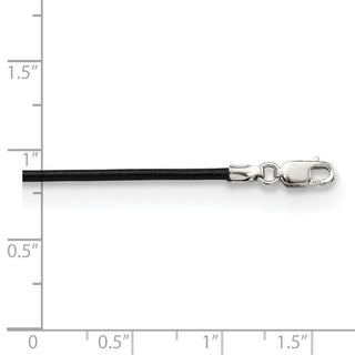 Sterling Silver 20inch 1.5mm Black Leather Cord Necklace