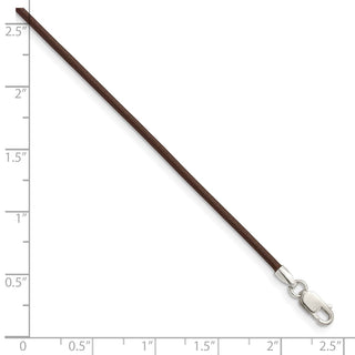Sterling Silver 18inch 1.5mm Brown Leather Cord Necklace
