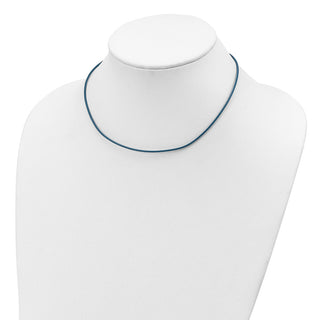 Sterling Silver 18inch 1.5mm Cornflower Leather Cord Necklace