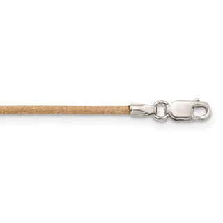Sterling Silver 16inch 1.5mm Natural Leather Cord Necklace