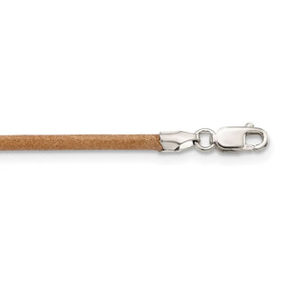 Sterling Silver 18inch 2mm Natural Leather Cord Necklace