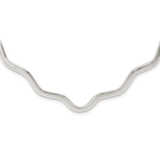 Sterling Silver Wavy V-Shape Neck Collar Necklace