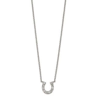 Sterling Silver CZ Horseshoe Necklace QG2032-16