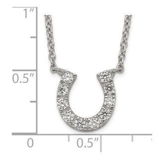 Sterling Silver CZ Horseshoe Necklace QG2032-16