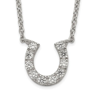 Sterling Silver CZ Horseshoe Necklace QG2032-16