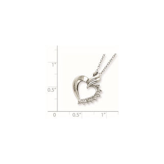 Rhodium-plated Sterling Silver Heart Diamond Necklace