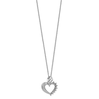 Rhodium-plated Sterling Silver Heart Diamond Necklace
