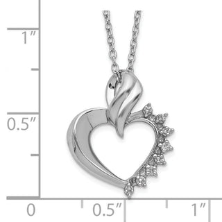 Rhodium-plated Sterling Silver Heart Diamond Necklace