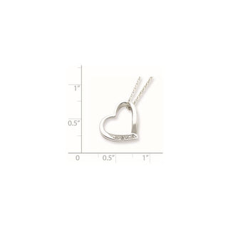 Rhodium-plated Sterling Silver Heart with Diamond Necklace