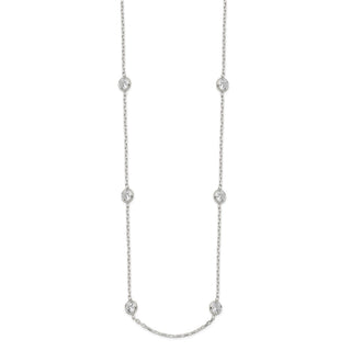 Sterling Silver w/2 in ext. 8-Station CZ Necklace