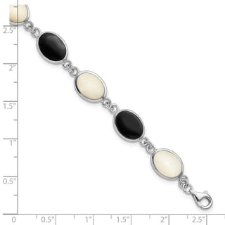7" Sterling Silver Onyx and Mother of Pearl Bracelet QG2399-7