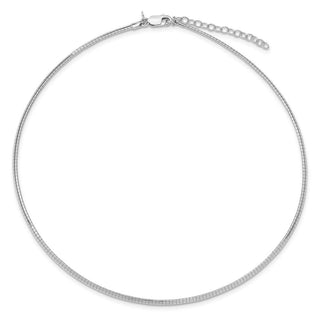 Sterling Silver Rhodium-plated 2mm w/2 in Ext Cubetto Chain Necklace