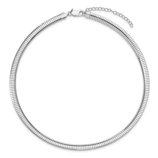 Sterling Silver Rhodium-plated 6mm w/2 in Ext Cubetto Chain Necklace