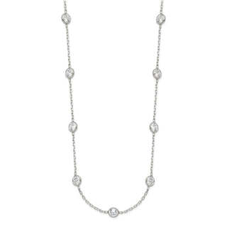 Sterling Silver Clear 4mm 9-Station CZ Necklace