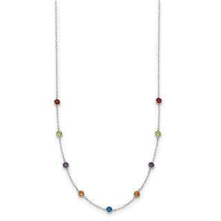 Sterling Silver 9-Station Multi-color CZ Necklace