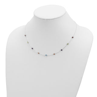 Sterling Silver 9-Station Multi-color CZ Necklace