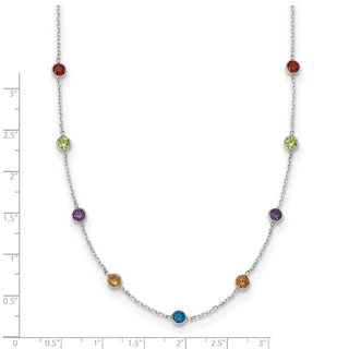 Sterling Silver 9-Station Multi-color CZ Necklace