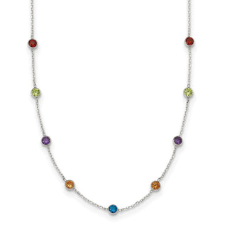 Sterling Silver 9-Station Multi-color CZ Necklace