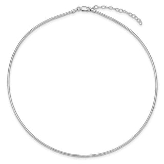 Rhodium-plated Sterling Silver 2mm Round w/2in ext Cubetto Necklace