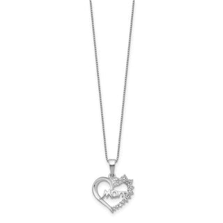 Sterling Silver Rhodium-plated Diamond Mom Necklace QG2670-16