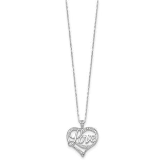 Sterling Silver Rhodium-plated Diamond Love Necklace