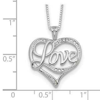 Sterling Silver Rhodium-plated Diamond Love Necklace