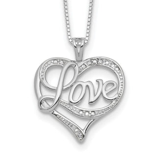 Sterling Silver Rhodium-plated Diamond Love Necklace