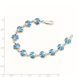 7" Sterling Silver Lab-Created Blue Opal Inlay Shell Bracelet