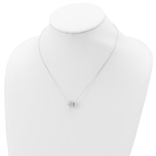 18" Sterling Silver 10mm White Stellux Crystal Ball Necklace